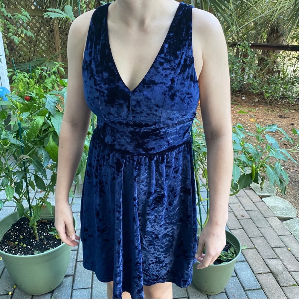 Navy Velvet Mini Dress
